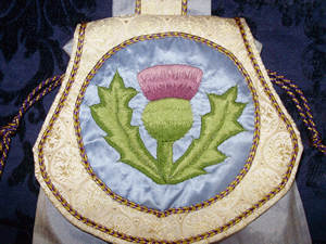 Detail of Hand Embroidered Silkwork Thistle